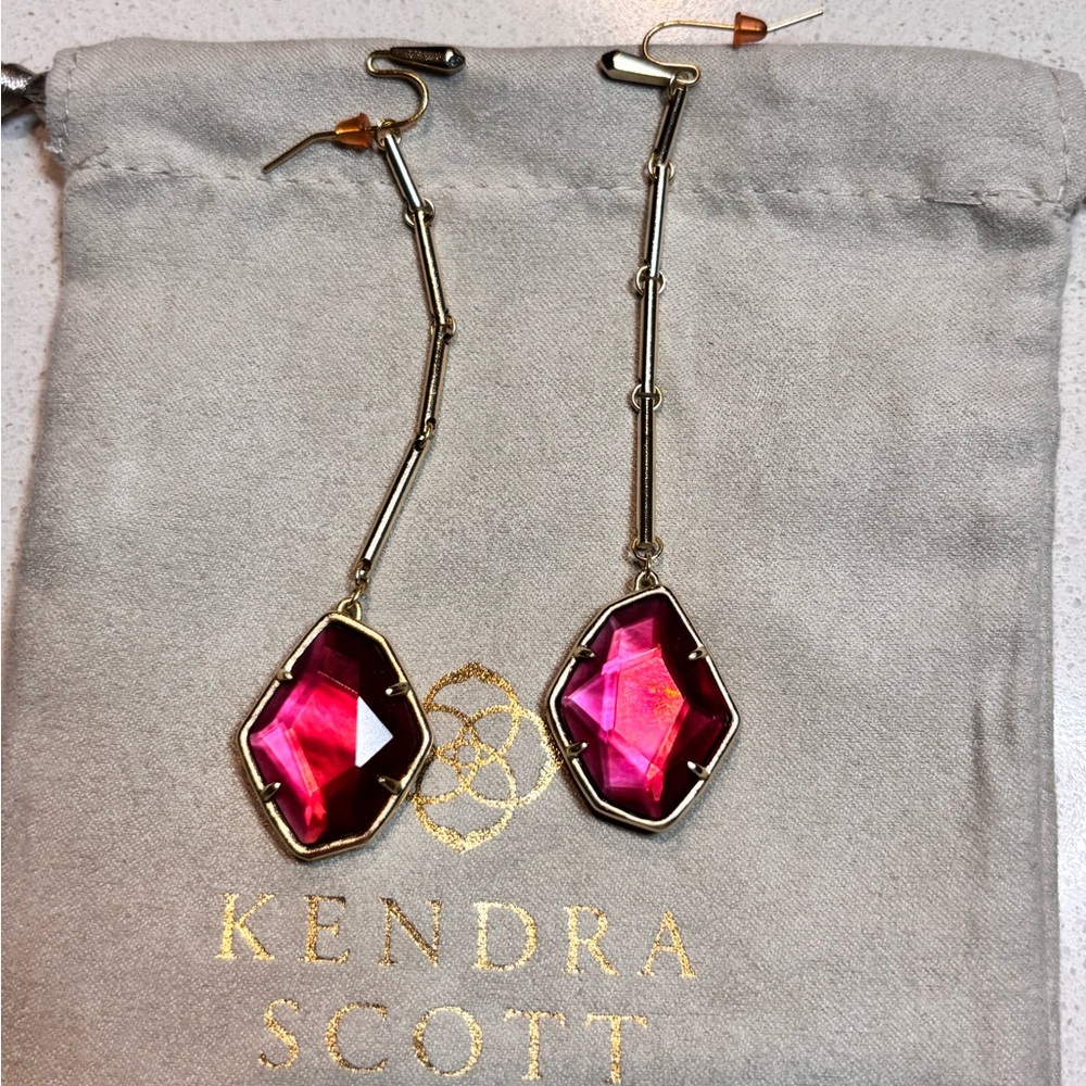 Kendra Scott Pink and Gold Geometric Earrings